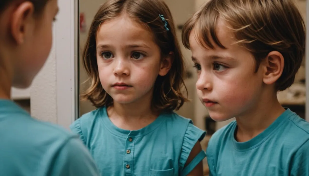 dziecko bawiące się w bezpiecznym pokoju z lustrem