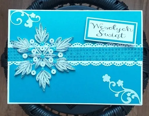 kartka świąteczna scrapbooking quilling pop-up