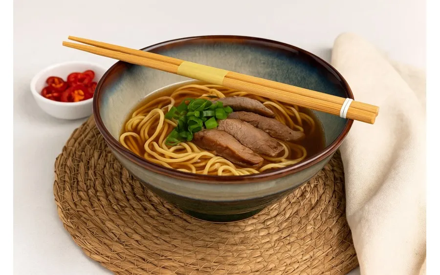 Różne dodatki do ramenu ułożone na talerzu