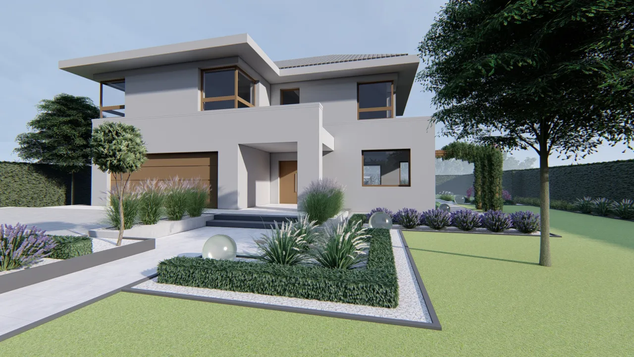 Ogr&oacute;d przed domem planowanie