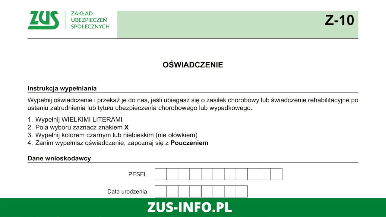 ZUS formularz Z-10