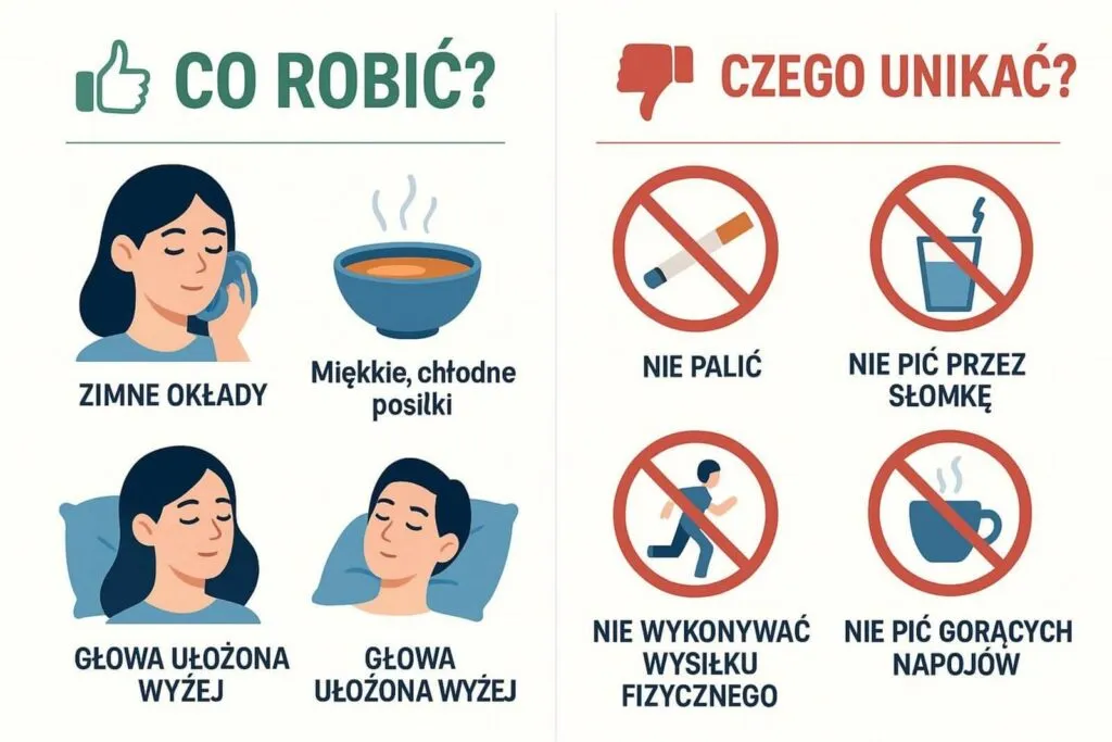 prawidłowe zagryzanie gazika po ekstrakcji zęba