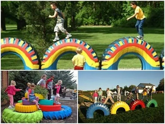 Plac zabaw z opon DIY