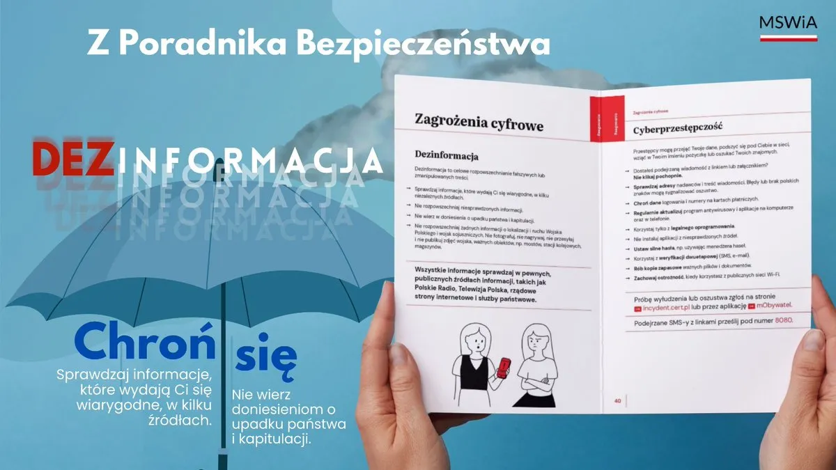 zagrożenia hybrydowe infografika cyberatak dezinformacja