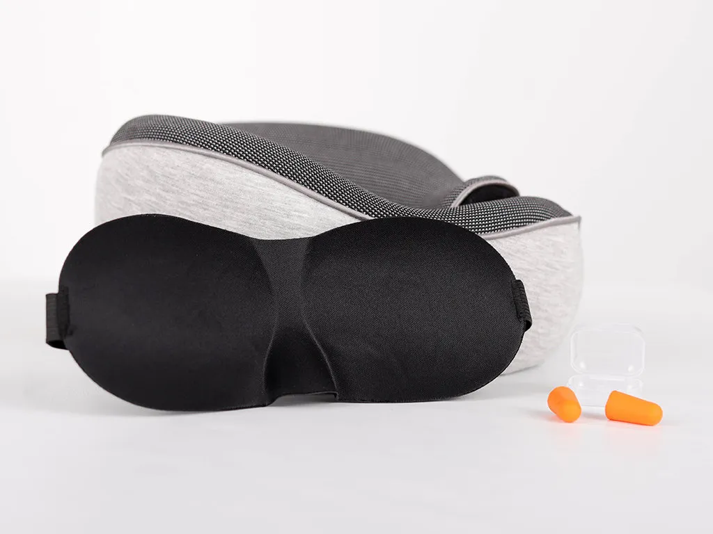 gadżety do spania w podróży autokarem (poduszka, opaska, zatyczki)