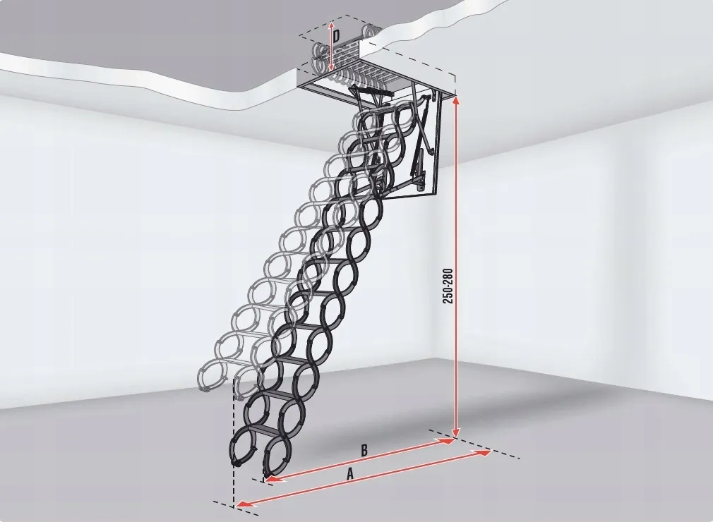 schody strychowe metalowe nożycowe
