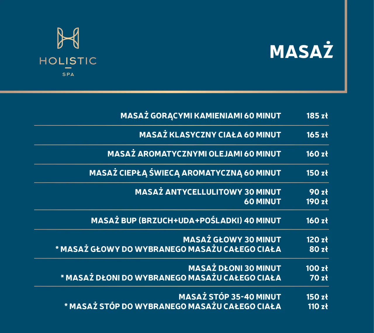 r&oacute;żne rodzaje masażu cennik