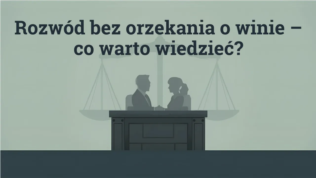 Rozwód bez orzekania o winie – jak napisać pozew? Sylwetki pary przed wagą sprawiedliwości i ławą sądową.