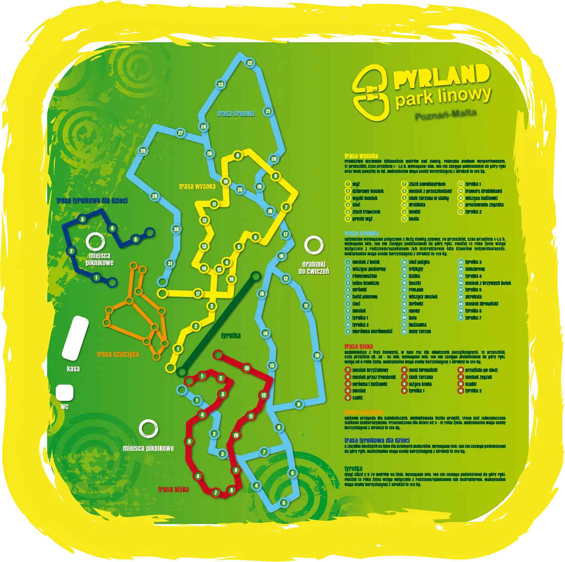 Pyrland Park Malta trasy linowe