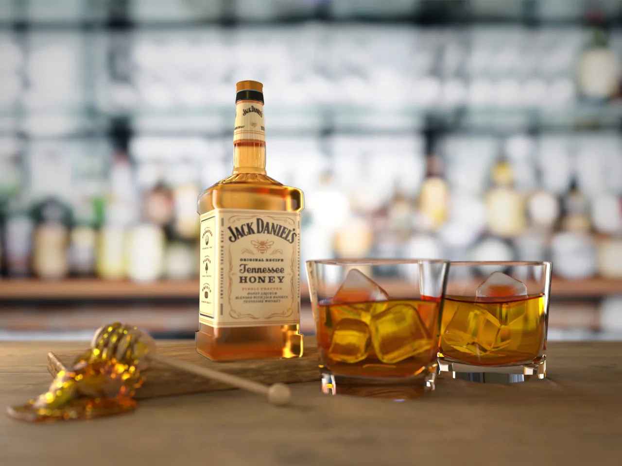 Jack Daniel's Honey butelka i kieliszki