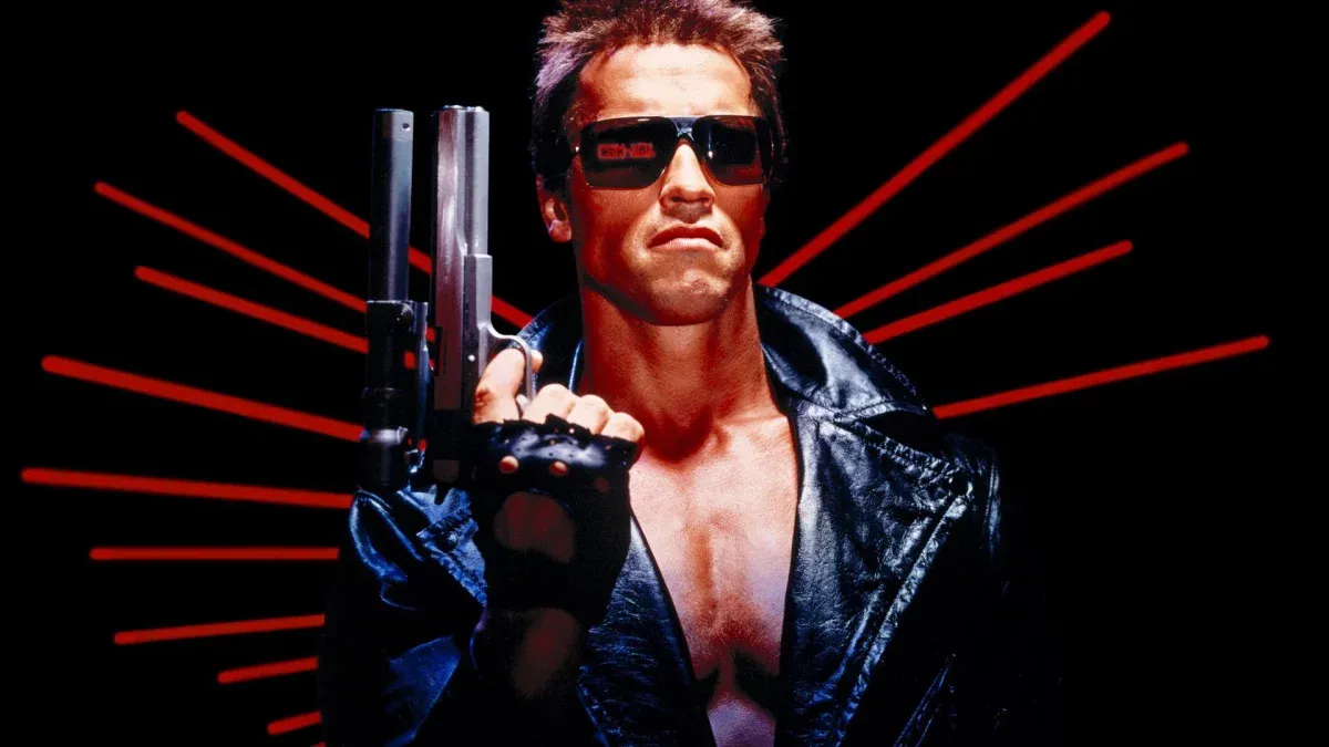 Terminator T-800 Arnold Schwarzenegger ikoniczna poza