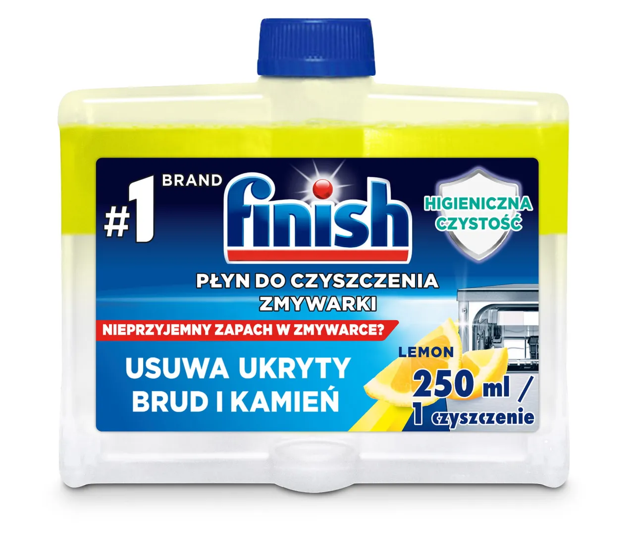 finish płyn do czyszczenia zmywarki butelka w zmywarce