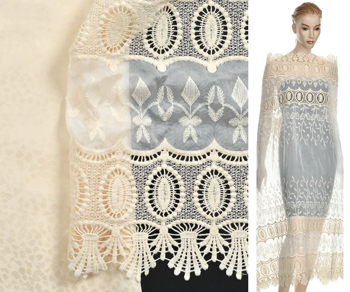 Różne rodzaje tkanin ślubnych: jedwab, koronka, tiul, muślin, zbliżenia tekstur