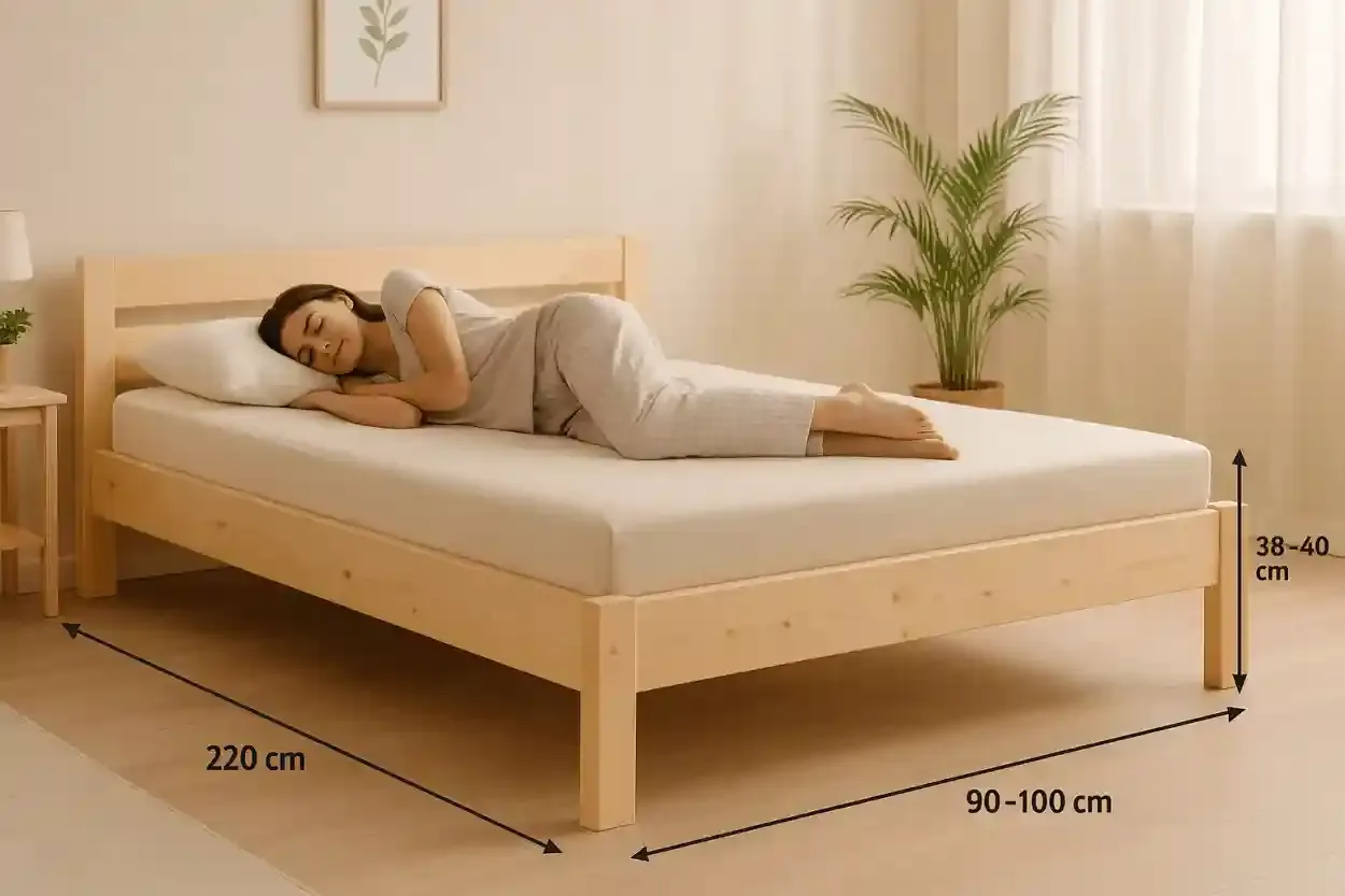 Materac wystający ponad ramę łóżka pomiar