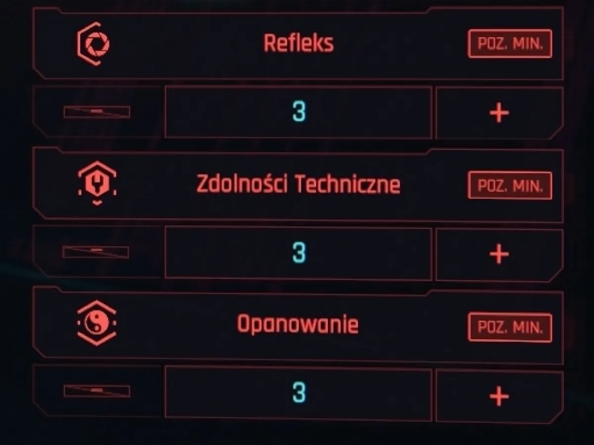 Cyberpunk 2077 ekran atrybutów