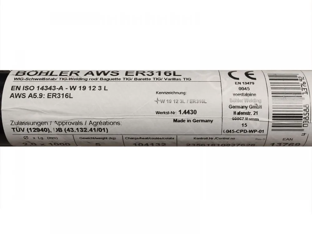 oznaczenia drut&oacute;w spawalniczych TIG AWS