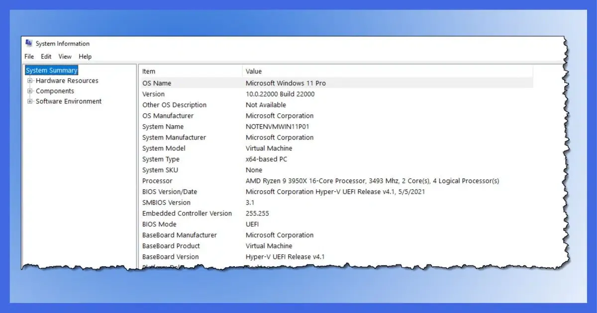 msinfo32 okno informacje o systemie