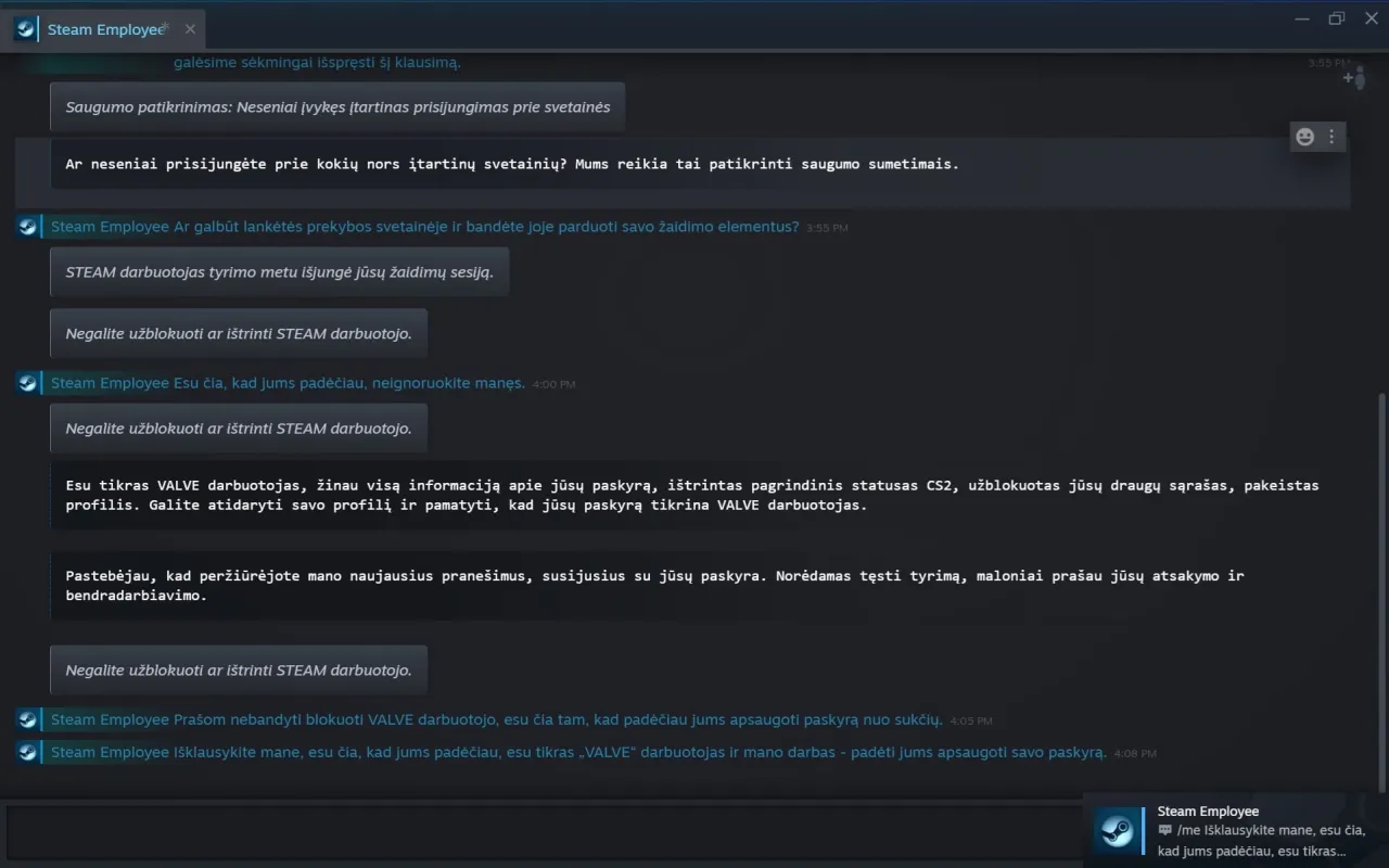 Steam support page screenshot