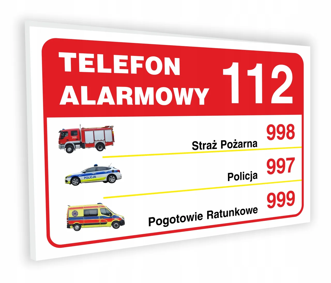 Numery alarmowe Policja Pogotowie Ratunkowe