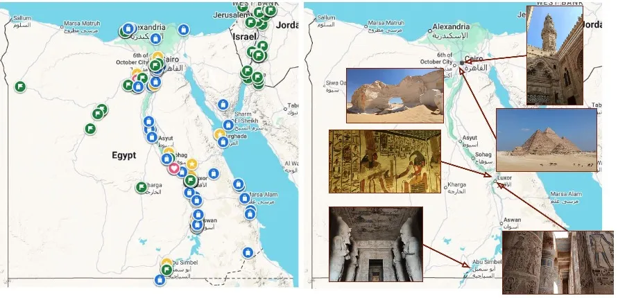 Mapa Egiptu z zaznaczonymi bezpiecznymi kurortami turystycznymi
