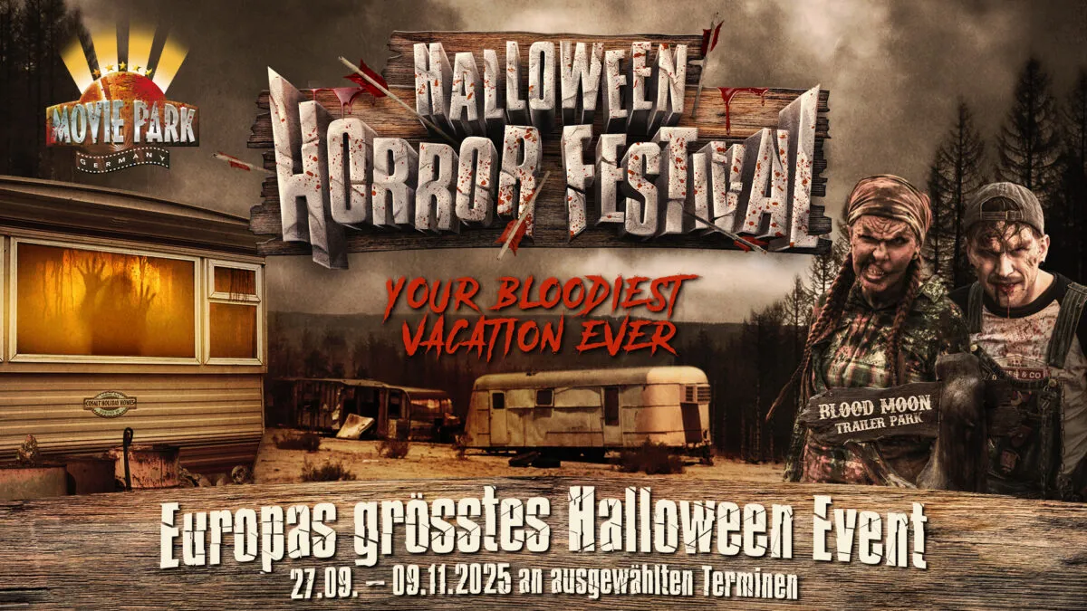 Halloween Horror Festival Movie Park Germany Atmosph&auml;re mit Nebel und Monstern