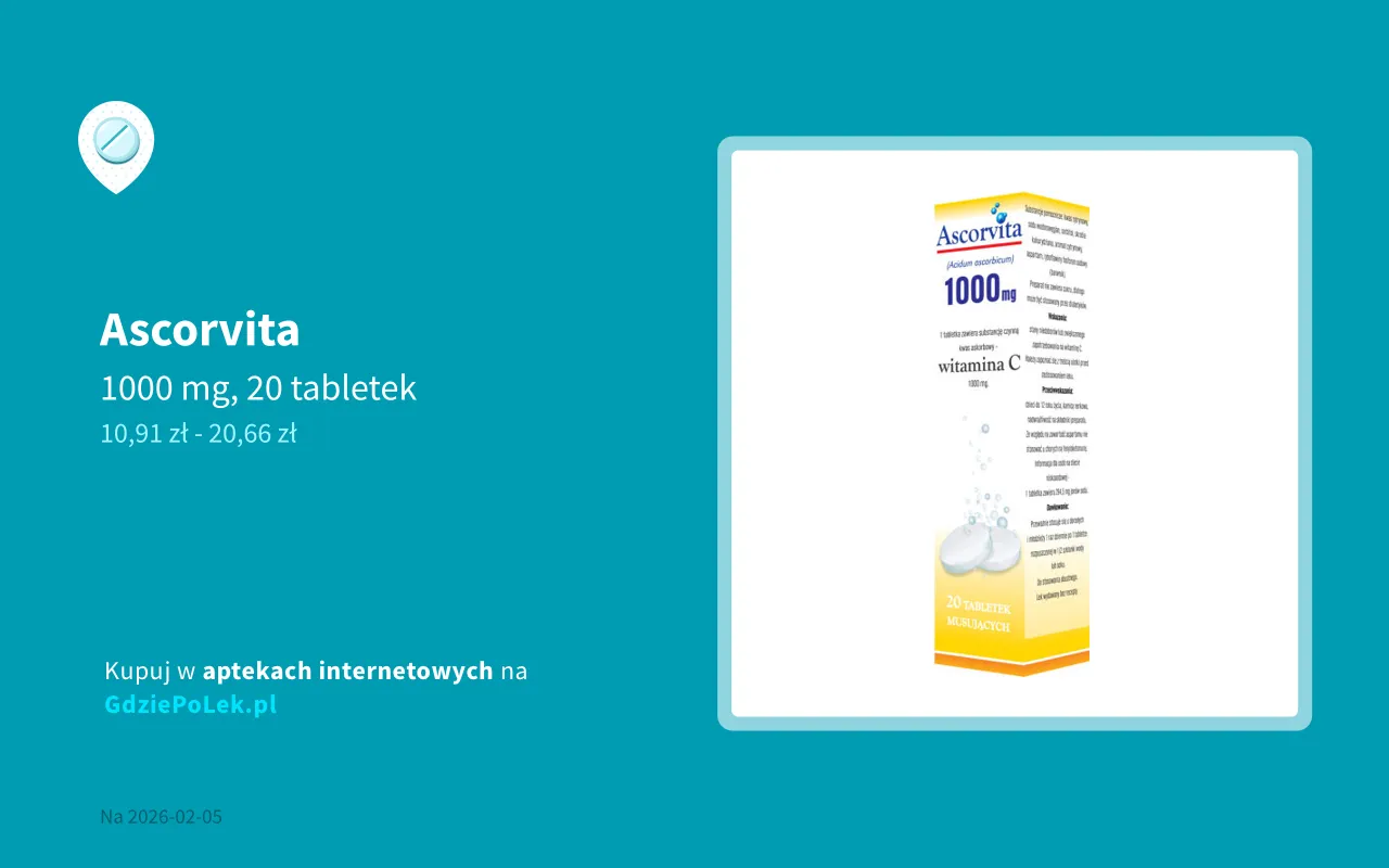 Ascorvita 1000 mg opakowanie suplement diety vs lek witamina C 1000 mg