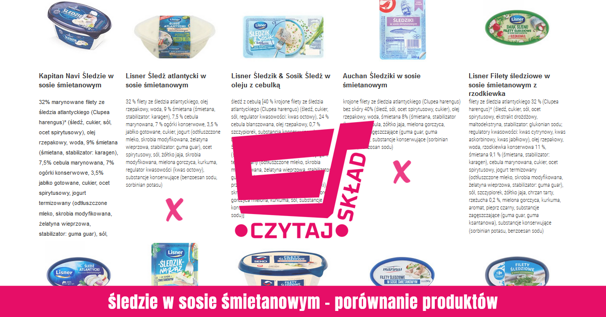 por&oacute;wnanie śledzi w occie, oleju, śmietanie