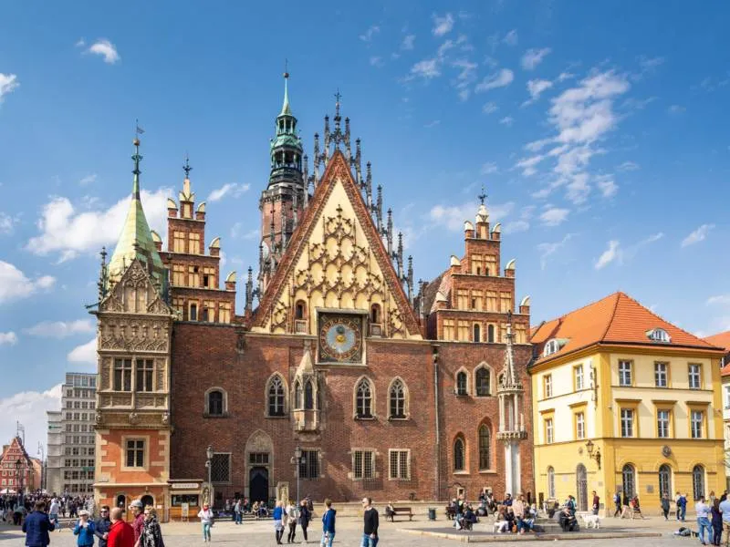 Wrocław Rynek Stary Ratusz kamienice