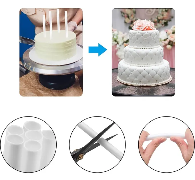 jak wbijać wsporniki do tortu piętrowego schemat