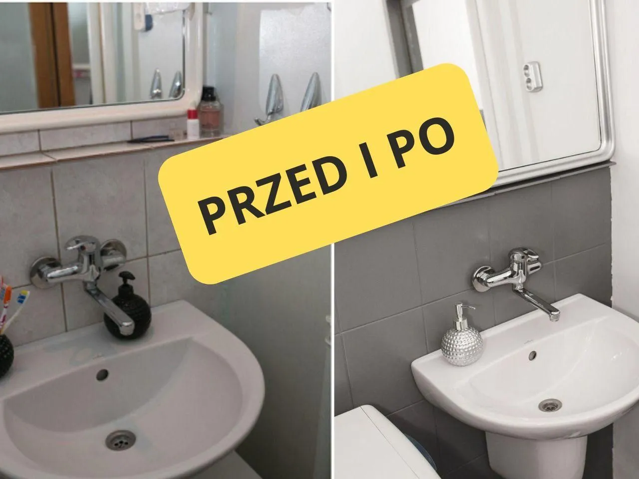 Łazienka przed i po metamorfozie bez remontu