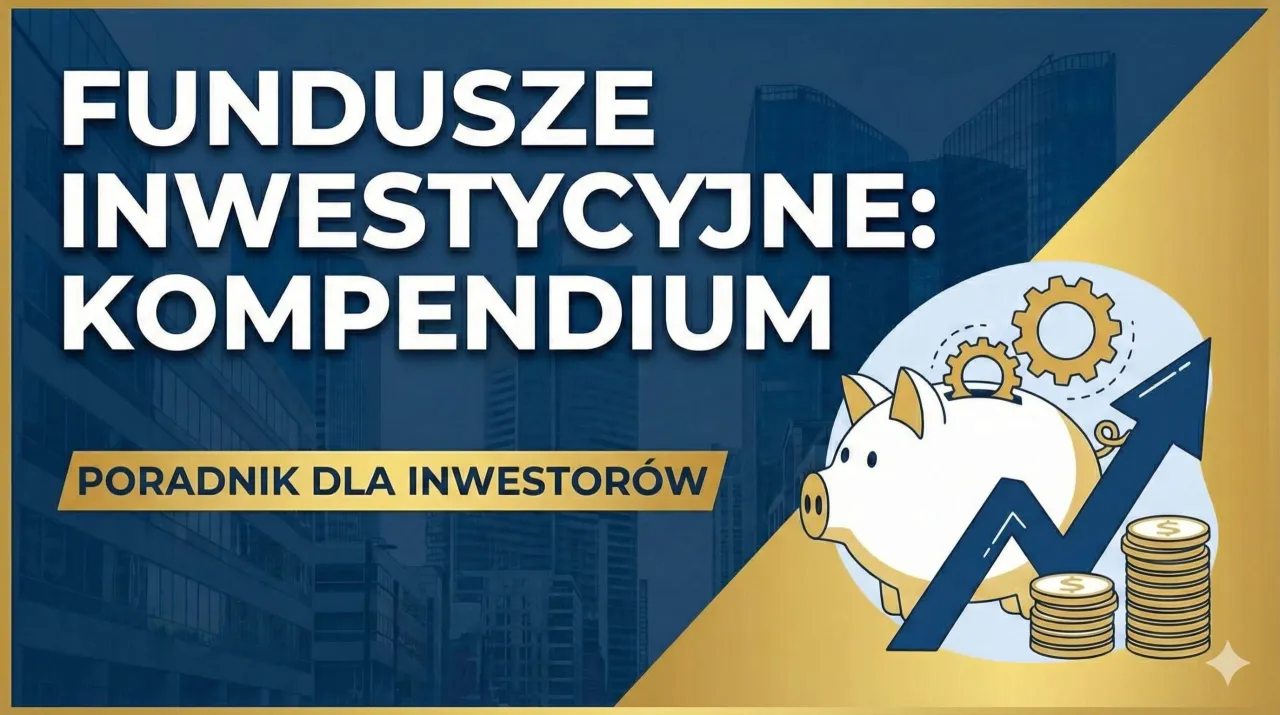 Fundusze inwestycyjne: Kompendium. Poradnik dla inwestor&oacute;w. Czy fundusze inwestycyjne są bezpieczne? Grafika z świnką skarbonką i rosnącym wykresem.