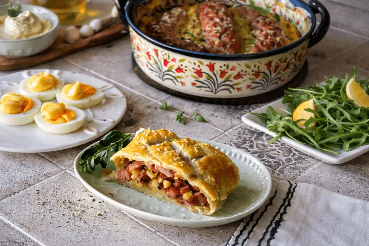 Pyszne pasztety, jajka faszerowane i sałatka z rukoli – idealne propozycje co na obiad wielkanocny.