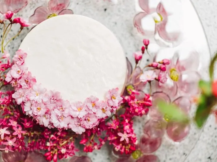 Dekoracje ciast jadalne kwiaty i owoce