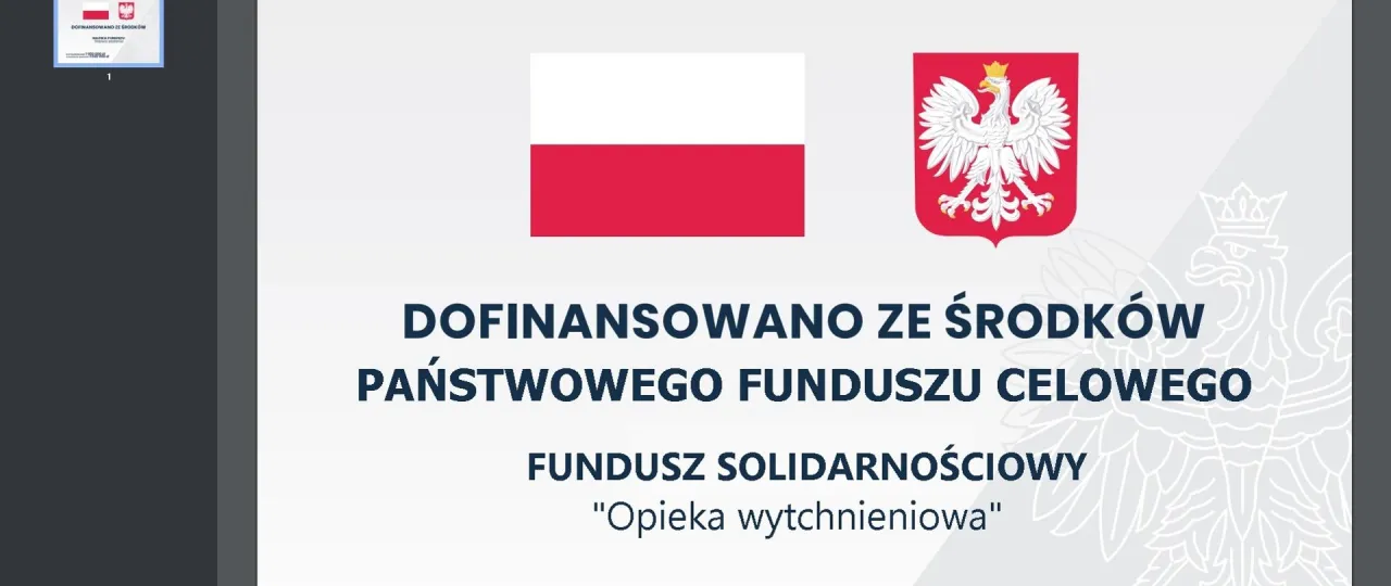 Dofinansowano ze środk&oacute;w Państwowego Funduszu Celowego - Fundusz Solidarnościowy 