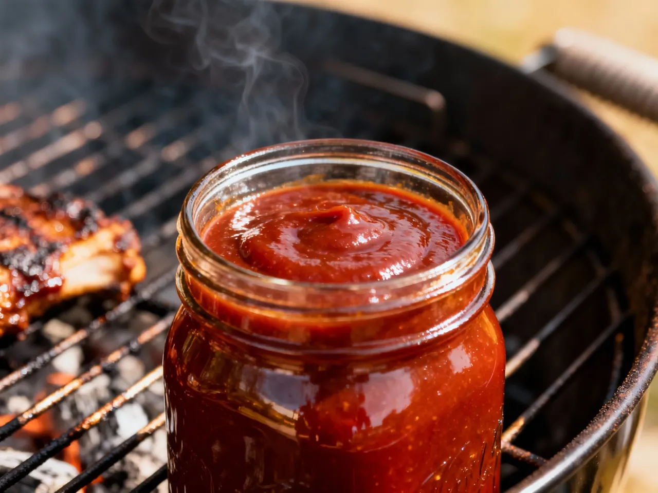 Aromatyczny sos z żeberek na talerzu