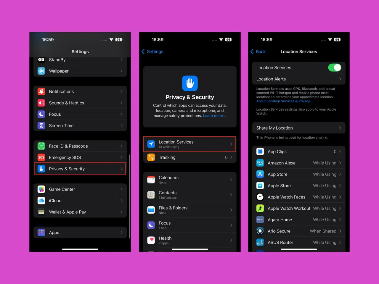 iPhone Einstellungen App Icon und Netzwerk Einstellungen Men&uuml;