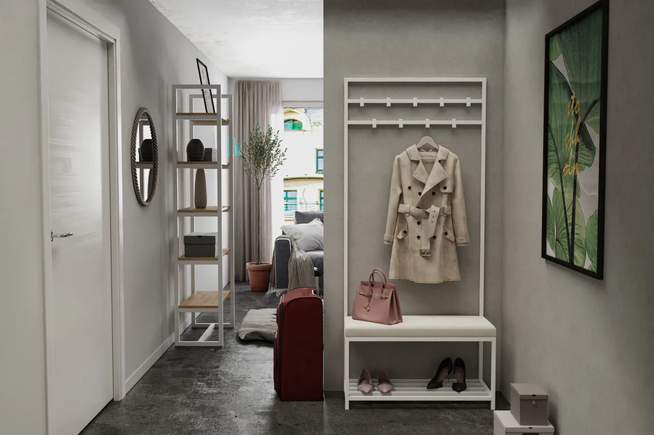 wąski przedpok&oacute;j szafa na wymiar płytkie szafki na buty