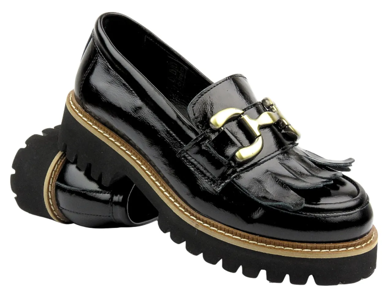 modne lordsy damskie na grubej podeszwie z łańcuchem stylizacje