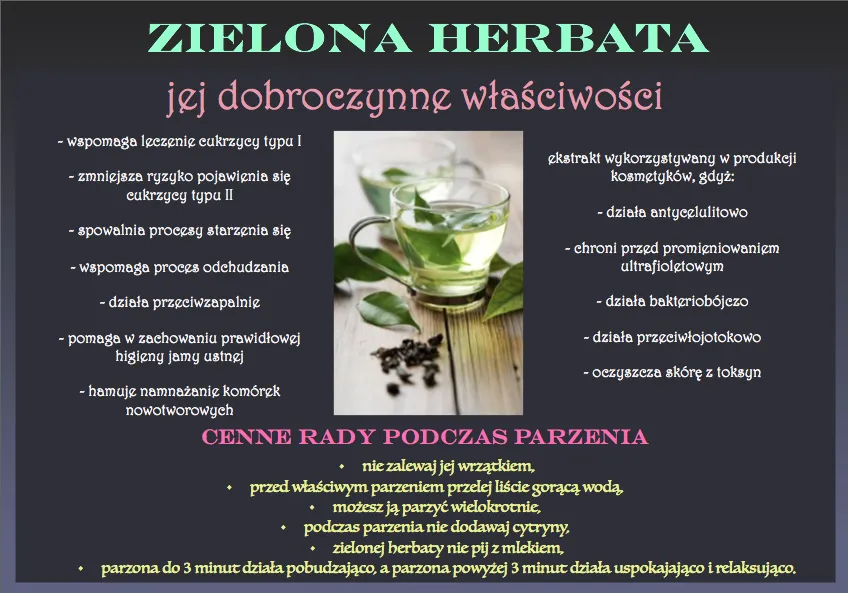 zielona herbata zdrowie korzyści