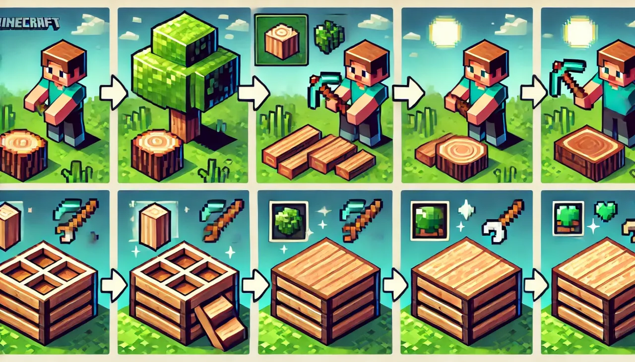 Minecraft st&oacute;ł rzemieślniczy i st&oacute;ł kartograficzny przepis na powiększenie mapy