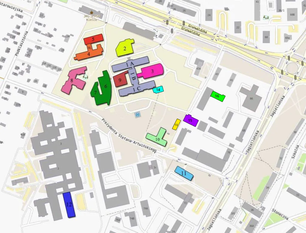 mapa plac&oacute;wek rehabilitacyjnych Kielce