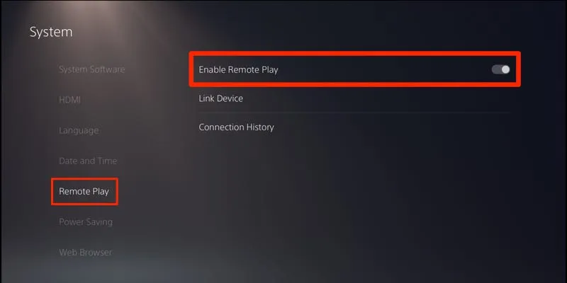 PS Remote Play setup screen