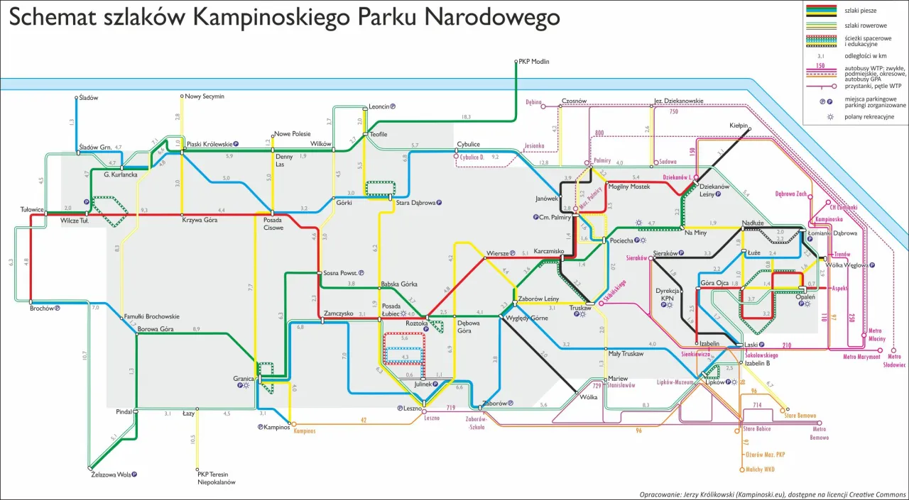 Kampinoski Park Narodowy szlaki turystyczne