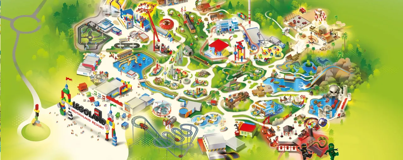 Mapa świata z lokalizacjami park&oacute;w Legoland