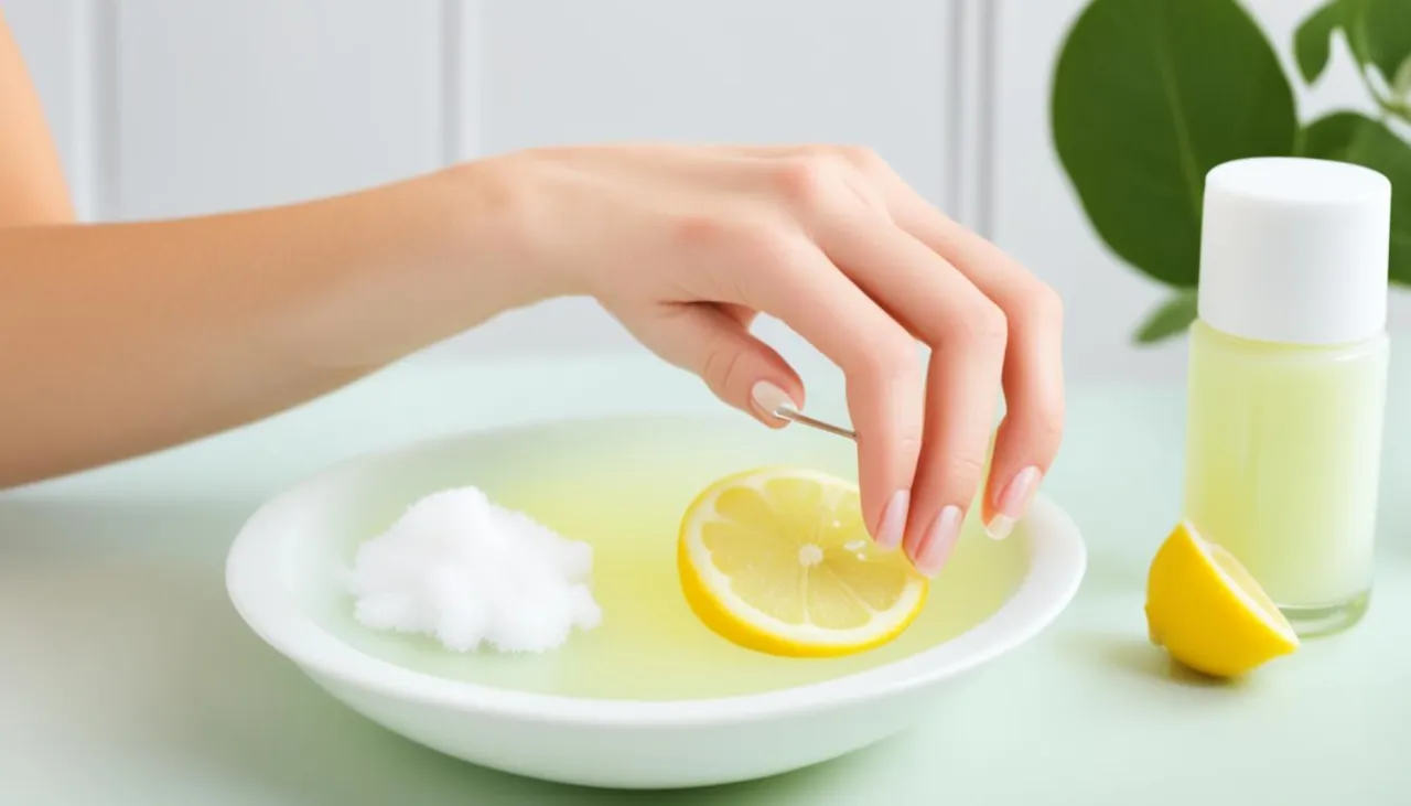 naturalne metody usuwania lakieru, ocet i cytryna na paznokcie