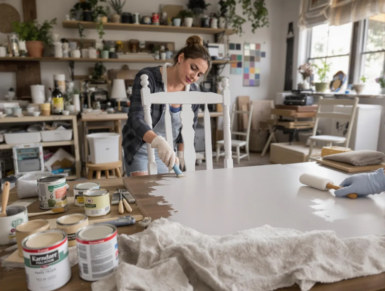 stół malowany farbą akrylową vs kredową