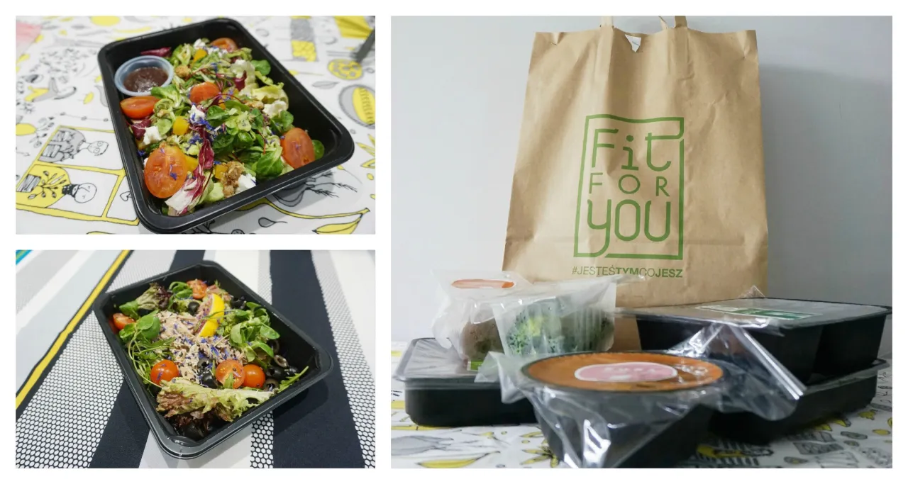 Kolorowe sałatki i torba z logo 