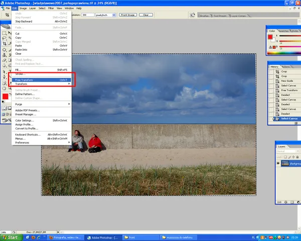 Photoshop prostowanie horyzontu narzędzie