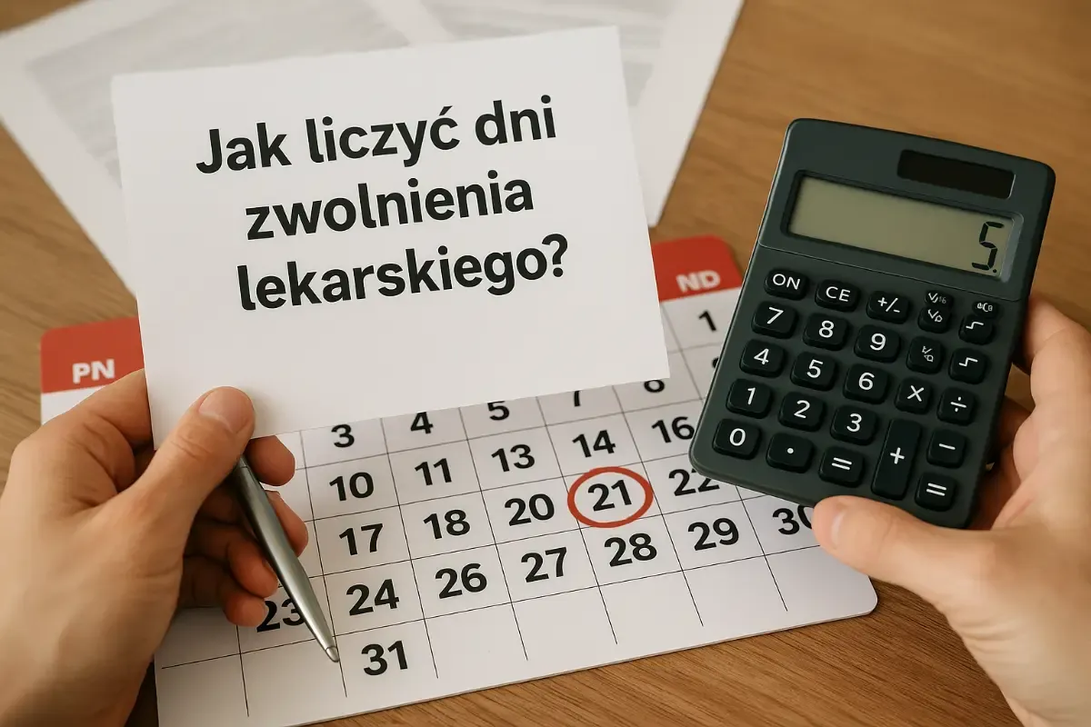Pracownik na zwolnieniu lekarskim i kalendarz z datami
