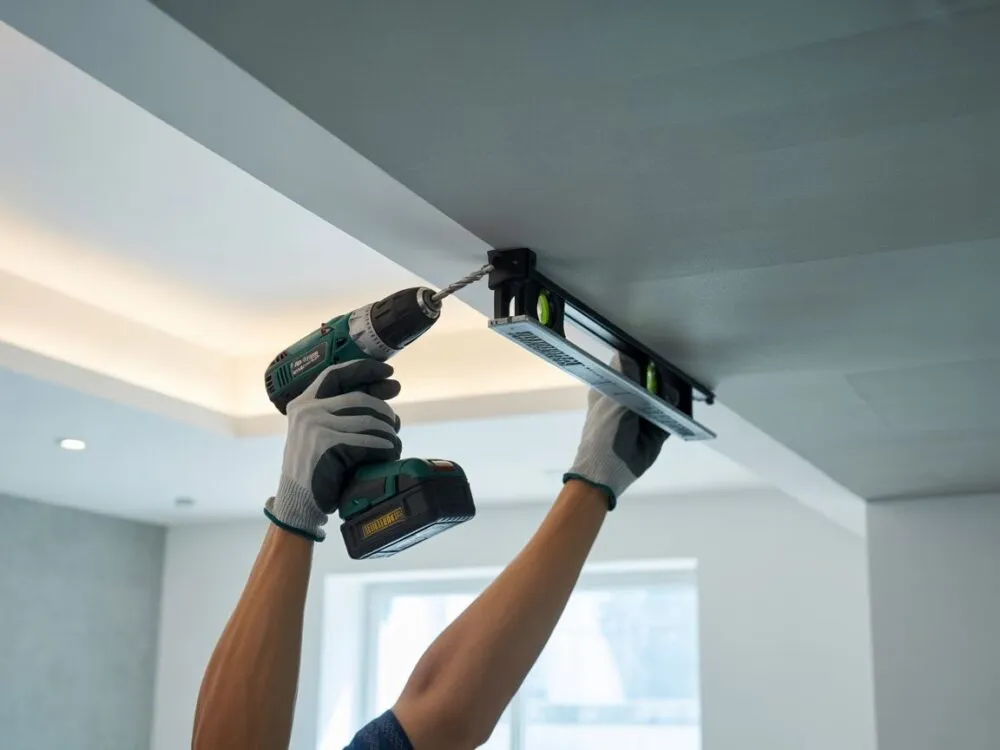 narzędzia do montażu karnisza na balkonie